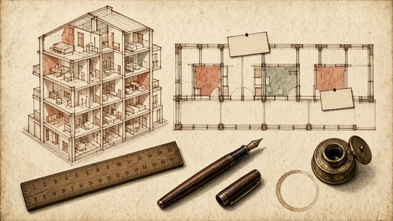 A single mixed-use model: a shop on the ground floor and apartments above.